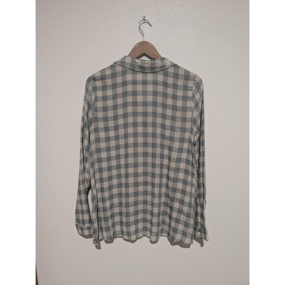 Mystree Emb Dusty Green L/S Gingham Plaid S Women's Button Front Woven Shirt - Picture 3 of 4